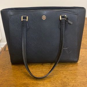 Black Tory Burch Small Robinson Leather Tote
